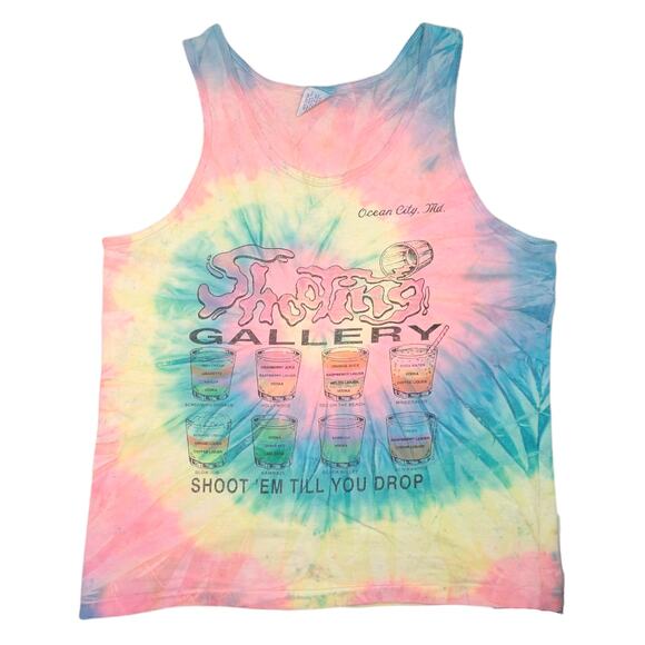 90's Vintage Ocean City Tie Dye Tank Top Drinks Shots - Picture 1 of 5